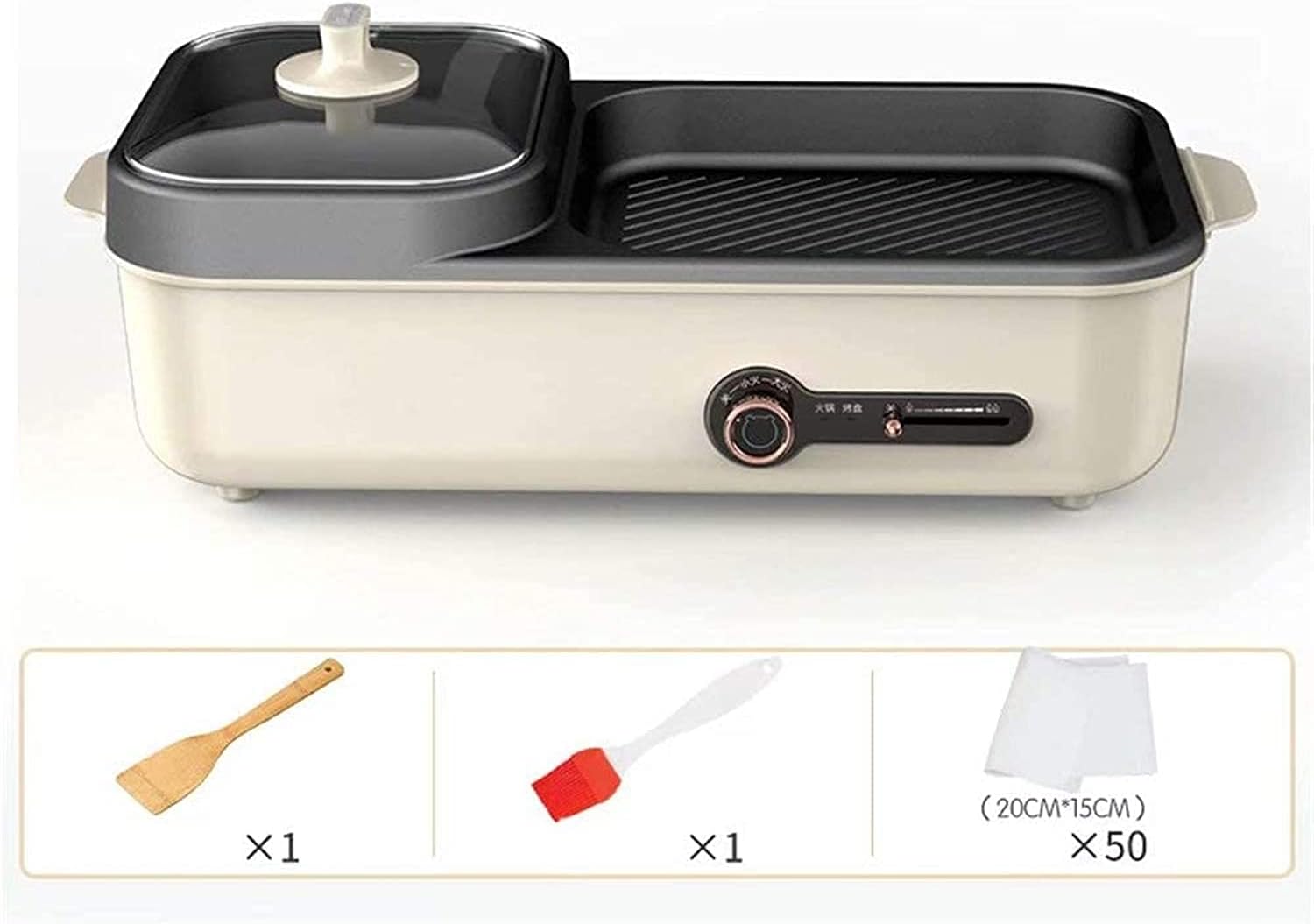 BBQ Hotpot Electric Grill Indoor Hot Pot Multifunctional, Indoor Teppanyaki Grill/Shabu Shabu Pot for 2-6 People, 220V