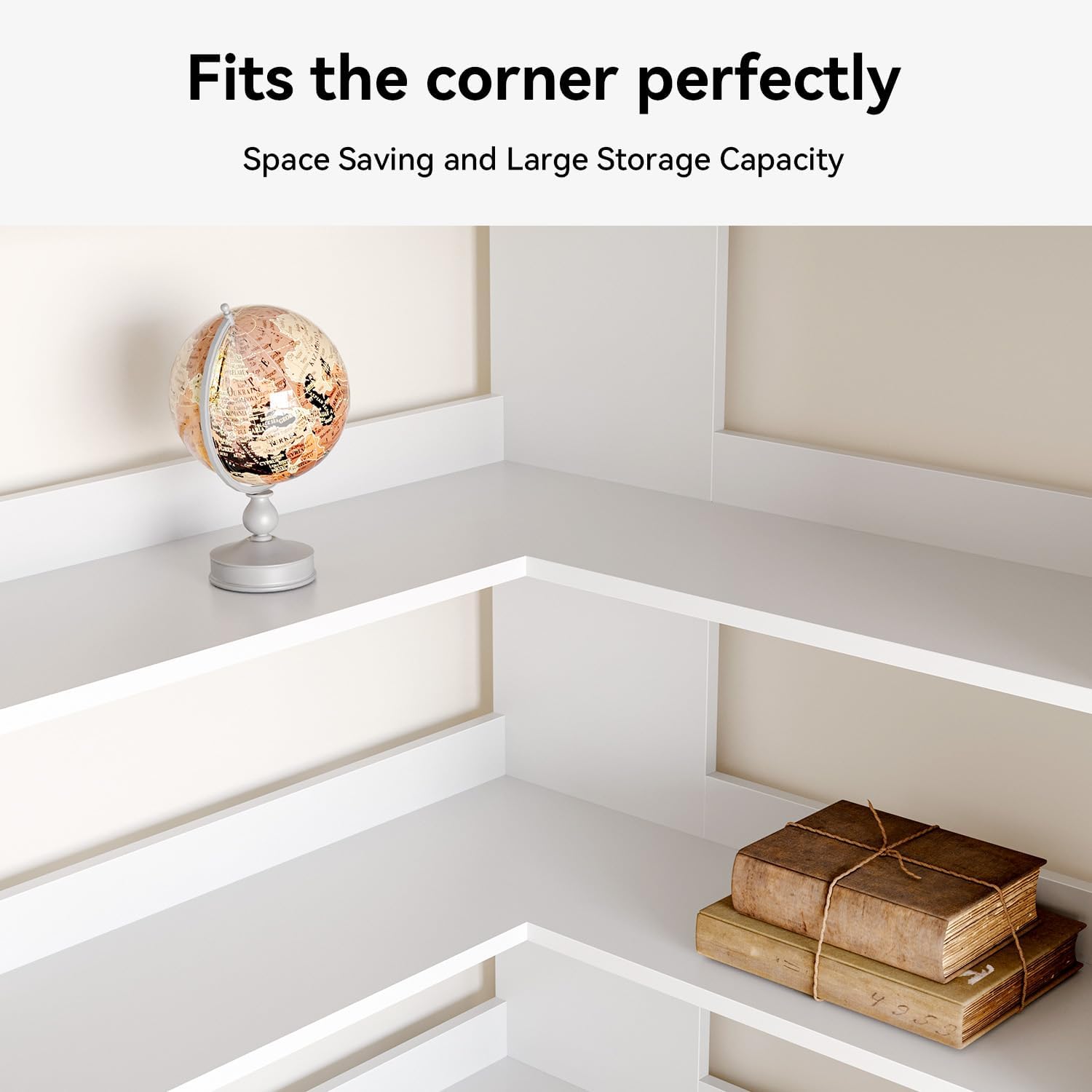 MXV 71.5' Tall L-Shaped Corner Bookshelf, 6-Tier 23.6' Wide Wooden Bookcase with Storage Organizer, Display Shelf for Home, Office, Living Room (23.6')