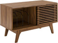 Modway Render Mid-Century Modern 37' Vinyl Record Display Stand in Walnut