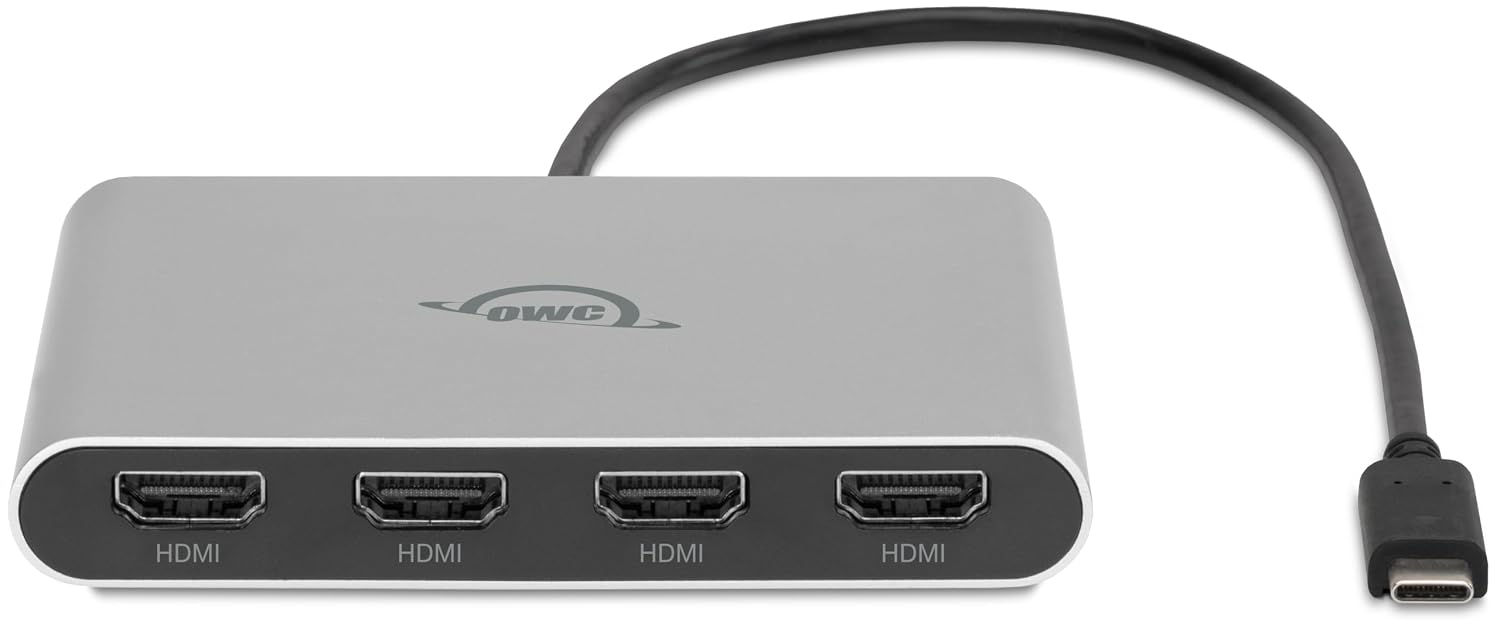 OWC USB-C Quad HDMI 4K Display Adapter with DisplayLink for Apple Silicon M1/M2/M3/M4 or Any Mac or PC with USB-C or Thunderbolt