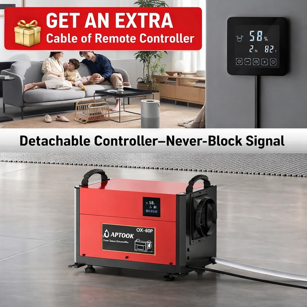 110 Pints Commercial Dehumidifiers for Crawl Spaces & Basement,Under House,Warehouse & Job Sites, Crawl Space Dehumidifier with Drain Hose, Remote Control, Auto Defrost, Humidity Control, CSA Listed