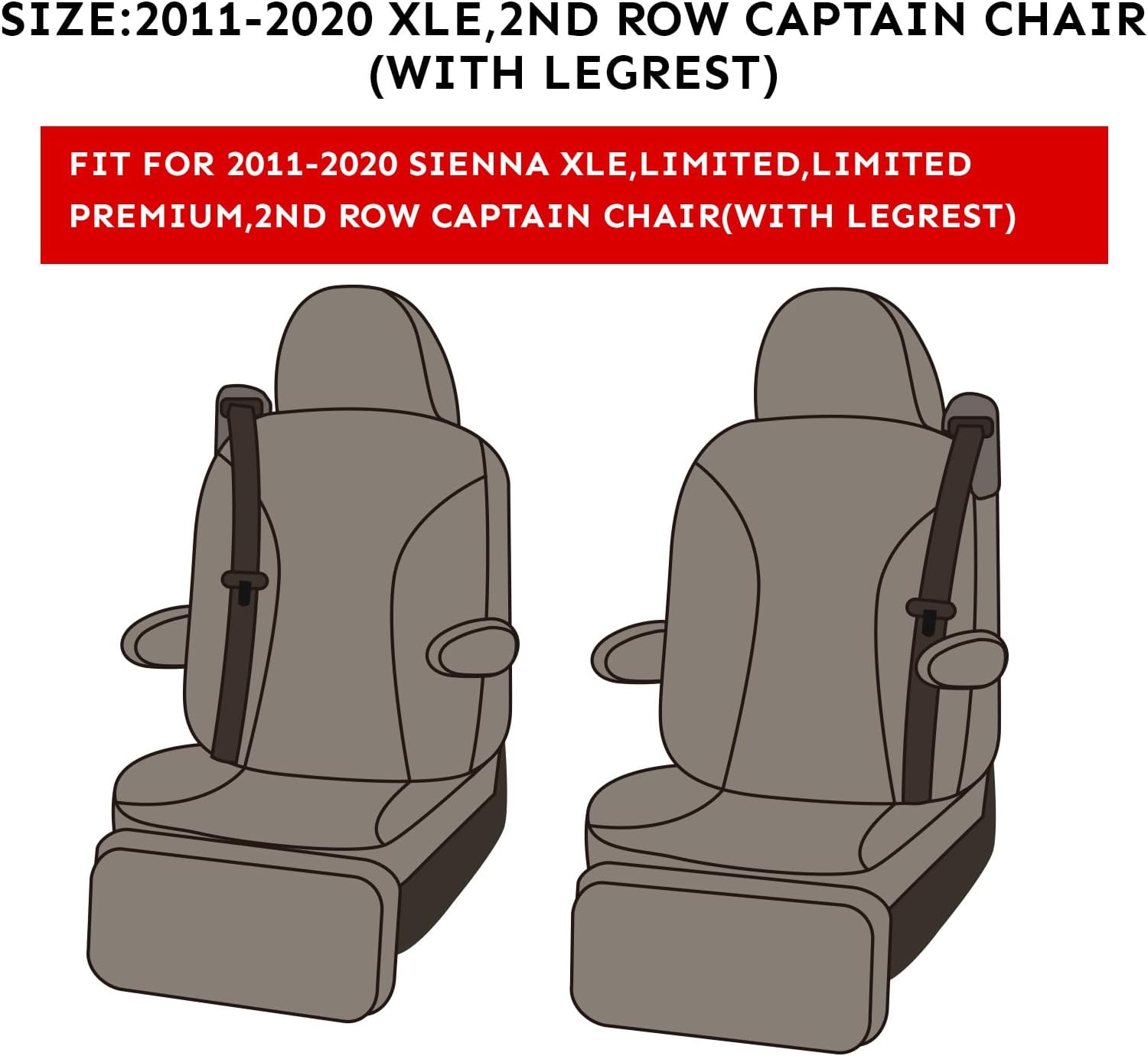 coverdream Sienna Car Seat Covers Custom Fit for 2011-2020 Toyota Sienna XLE,Limited,Limited Premium,2nd Row Captain Seats w/Foot Rest,Full Coverage Leather Seat Protector(Full Set,Black/Red)