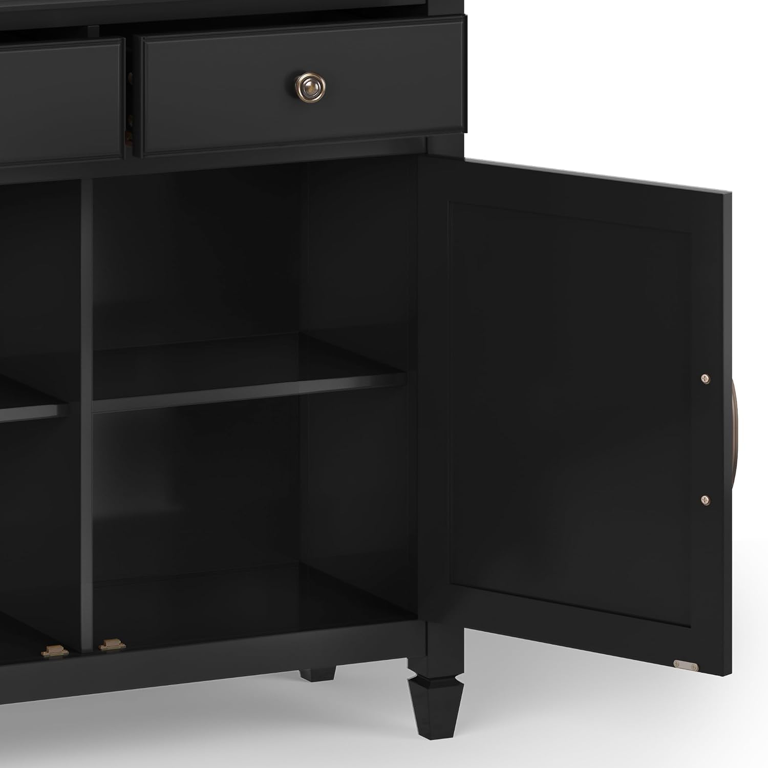 SIMPLIHOME Connaught 40-inch Wide Solid Wood Storage Cabinet in Black for Entryway, Living Room, Organizer for Hats, Gloves, Shoes, Keys, Slim Design, Traditional Style