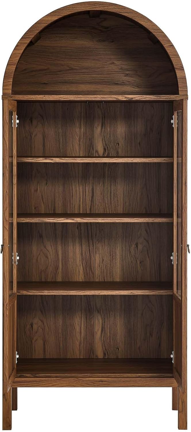 Modway EEI-6638-WAL Tessa Tall Arched Storage Display Cabinet, Walnut