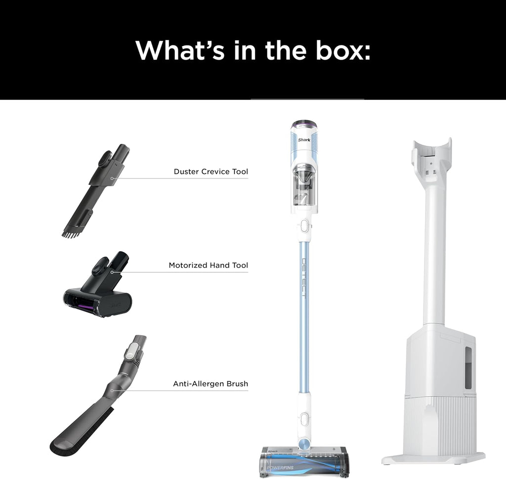 Shark Detect Clean & Empty | Lightweight Cordless Vacuum Cleaner with Auto-Empty System | HEPA Filter, Portable Handheld Attachment, Powerfins Brushroll | Cloudy Blue | IW4624