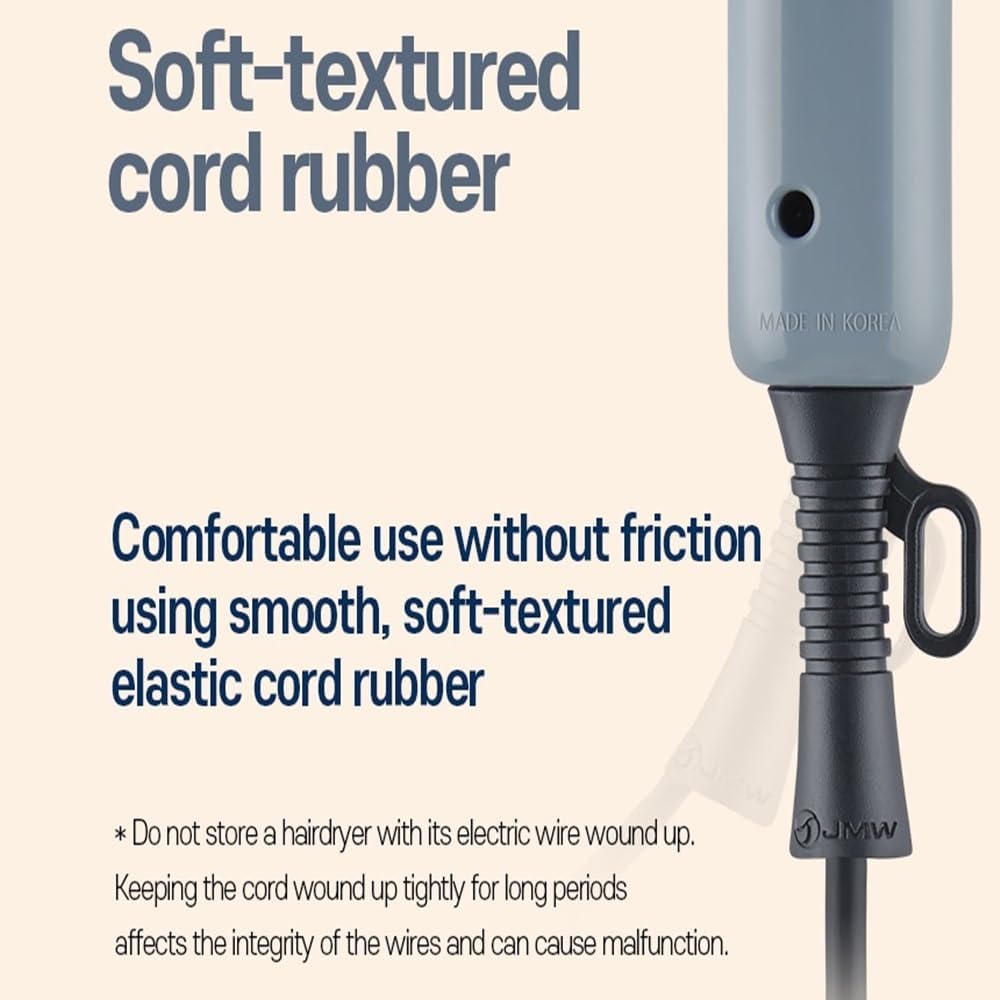 JMW Korean Professional Salon Hair Dryer AIR B with Diffuser & Dryer Stand 1600W - Light Weight, Powerful BLDC Motor, 100% Cool Wind Without Heat, Compact, Low Noise Blow Dryer for Home & Travel