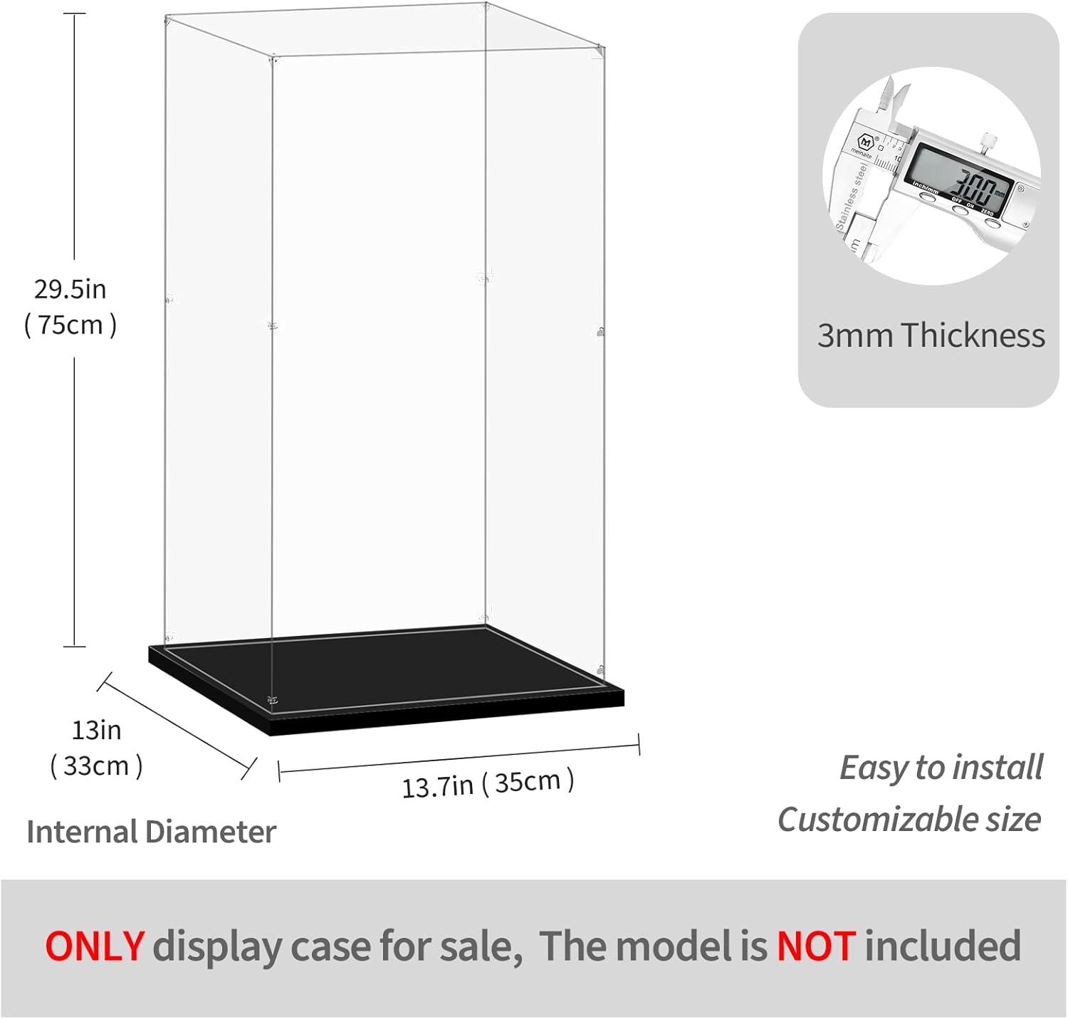 Display Case for Lego 10341 NASA Artemis Space Launch System, 13.77x12.99x29.52inches (35x33x75cm), Protect Your Collectibles from Dust with a Clear Showcase