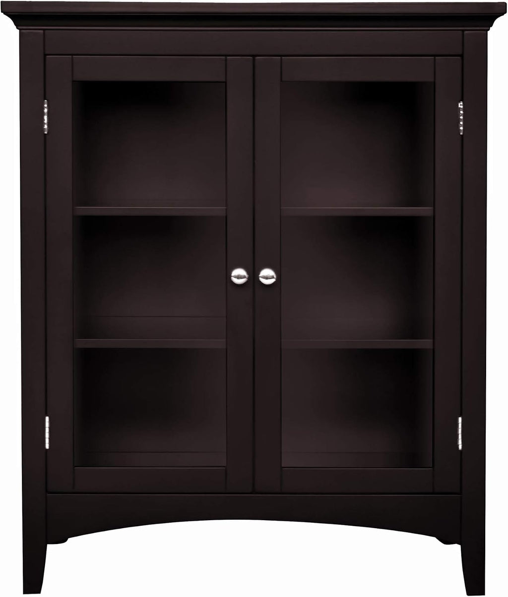Teamson Home Madison Wooden Floor Cabinet with 2 Glass Doors, Espresso