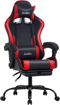 Gaming Chair Office Chair Desk Chair with Footrest Lumbar Support Headrest Armrest Task Rolling Swivel Ergonomic E-Sports Adjustable PC Gamer Chair (Red)