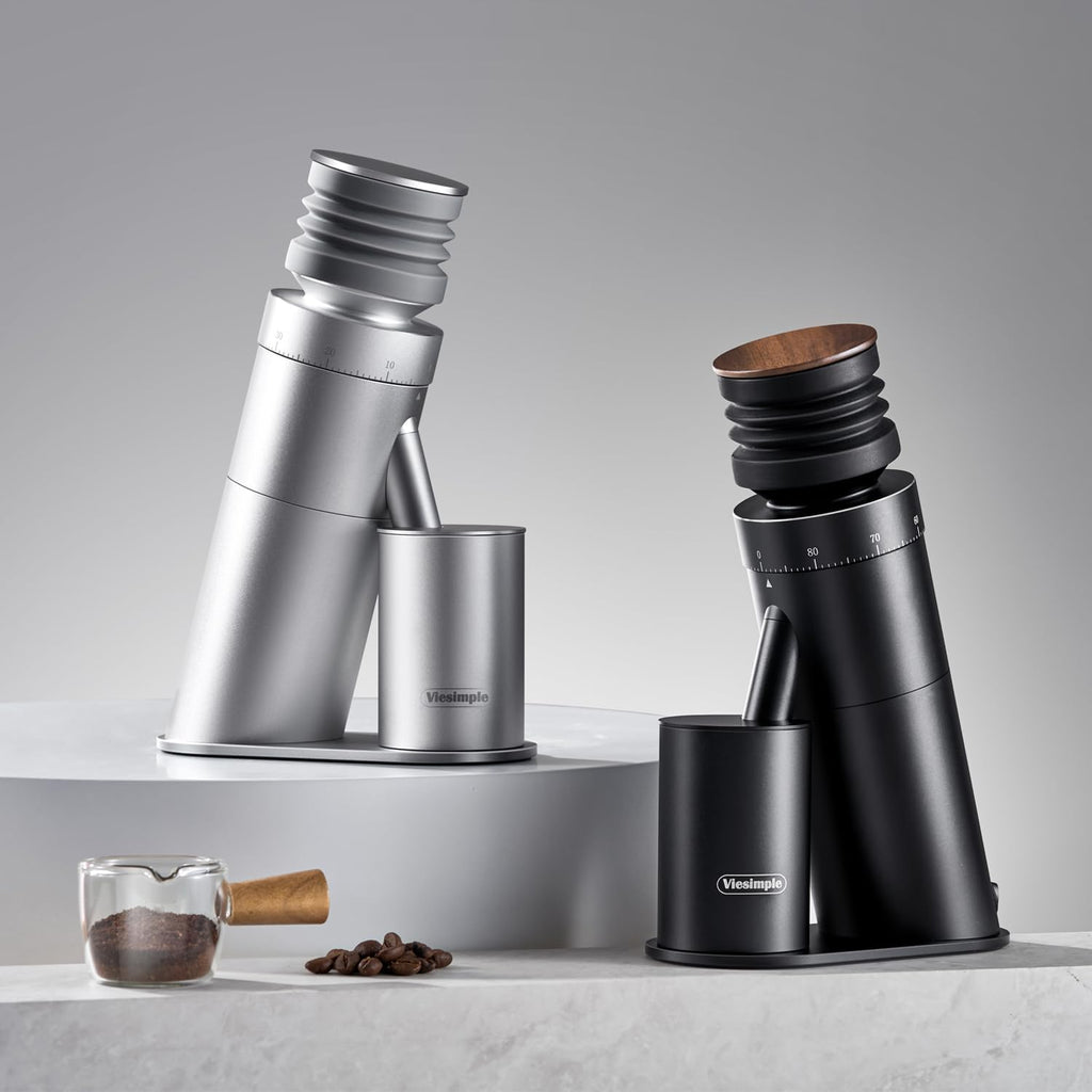 Coffee Grinder, Viesimple Gen 4, Single Dose Burr Coffee Grinders with Magnetic Dosing Cup, Electric Coffee Bean Grinder with Anti-Static Design, Espresso Grinder Compact & Quiet for Home Use Silver