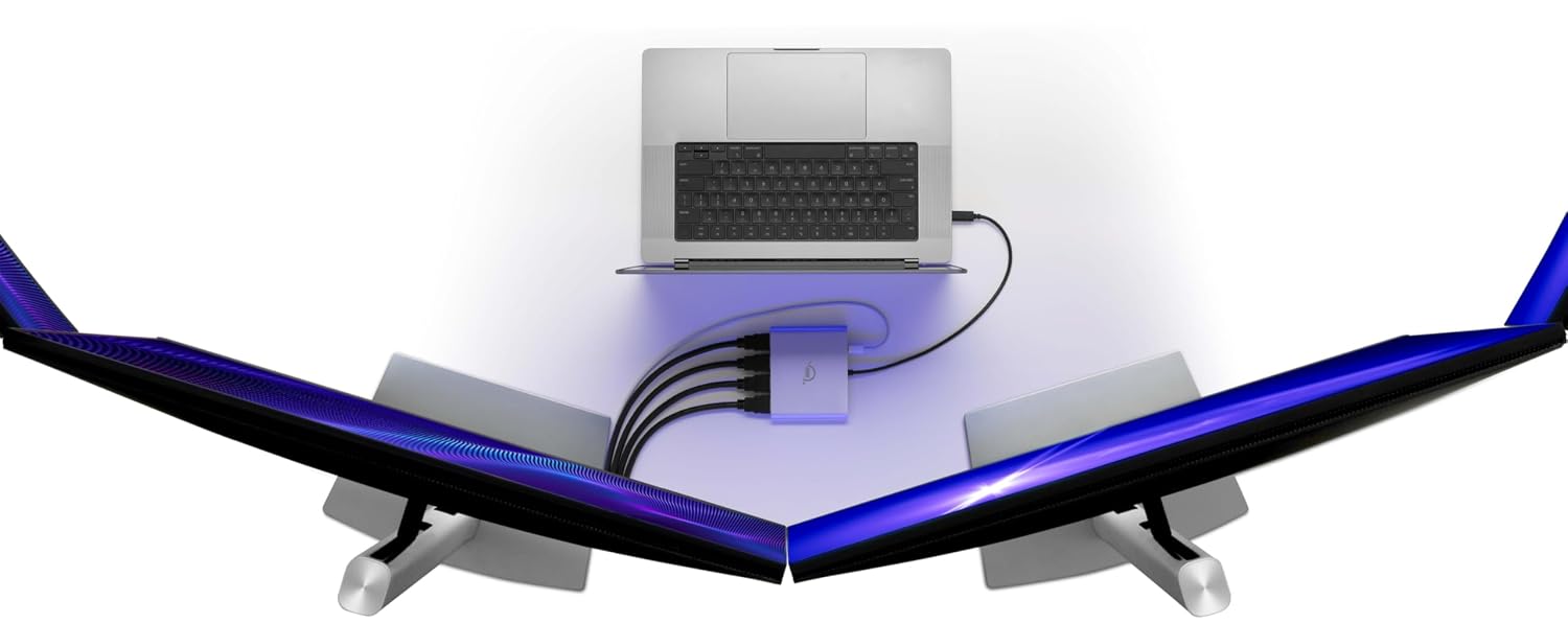OWC USB-C Quad HDMI 4K Display Adapter with DisplayLink for Apple Silicon M1/M2/M3/M4 or Any Mac or PC with USB-C or Thunderbolt