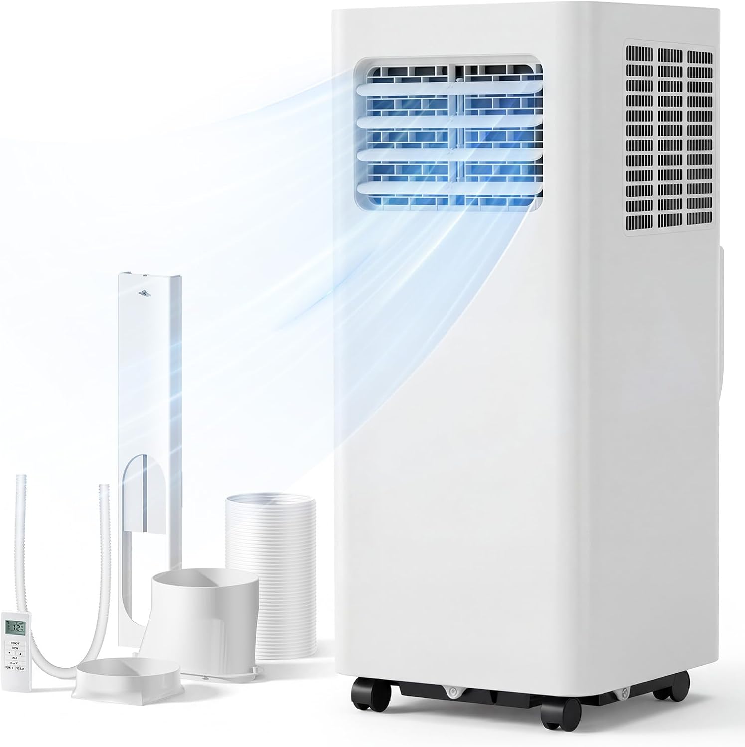 Feelfunn 8000 BTU Portable Air Conditioner, 3-in-1 Cools 350 Sq.Ft, Quiet AC with Fan & Dehumidifier, LED Display, Remote, 24H Timer, Window Kit, for Bedroom/Office/Dorms