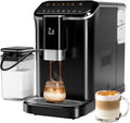 GarveeTech Fully Automatic Espresso Machine, Espresso & Coffee Machine with Automatic Milk Frother, Built-In & Adjustable Espresso Bean Grinder, Touch Screen Coffee Machine with 1.5 L Water Tank