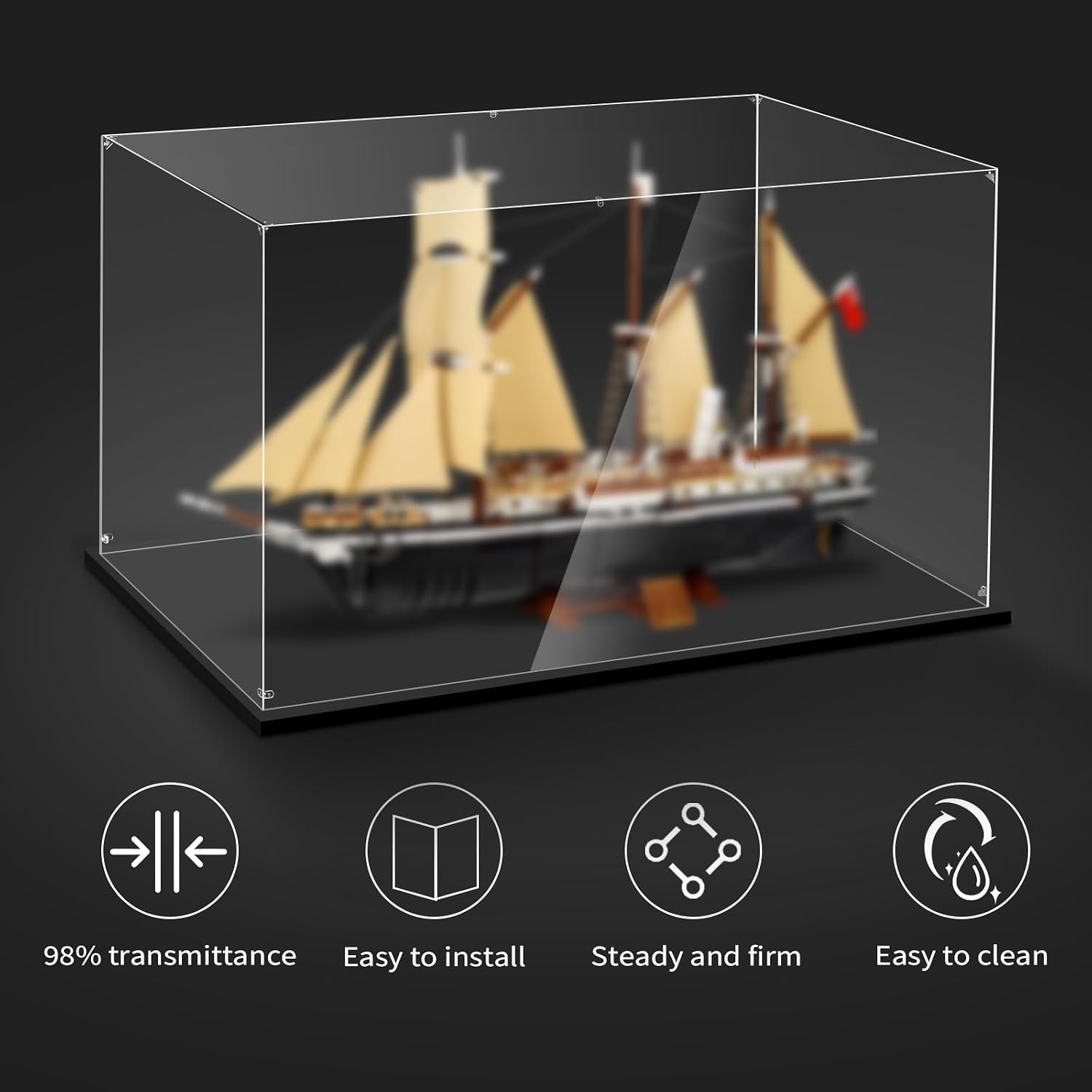 Display Case for Lego 10335 The Endurance, 33.46x11.81x19.68inches (85x30x50cm), Protect Your Collectibles from Dust with a Clear Showcase