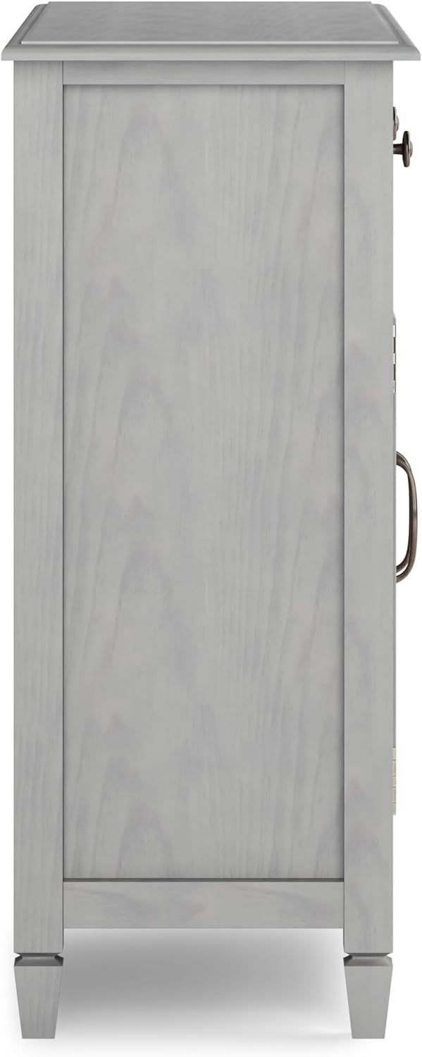 SIMPLIHOME Connaught 40-inch Wide Solid Wood Storage Cabinet in Fog Grey for Entryway, Living Room, Organizer for Hats, Gloves, Shoes, Keys, Slim Design, Traditional Style