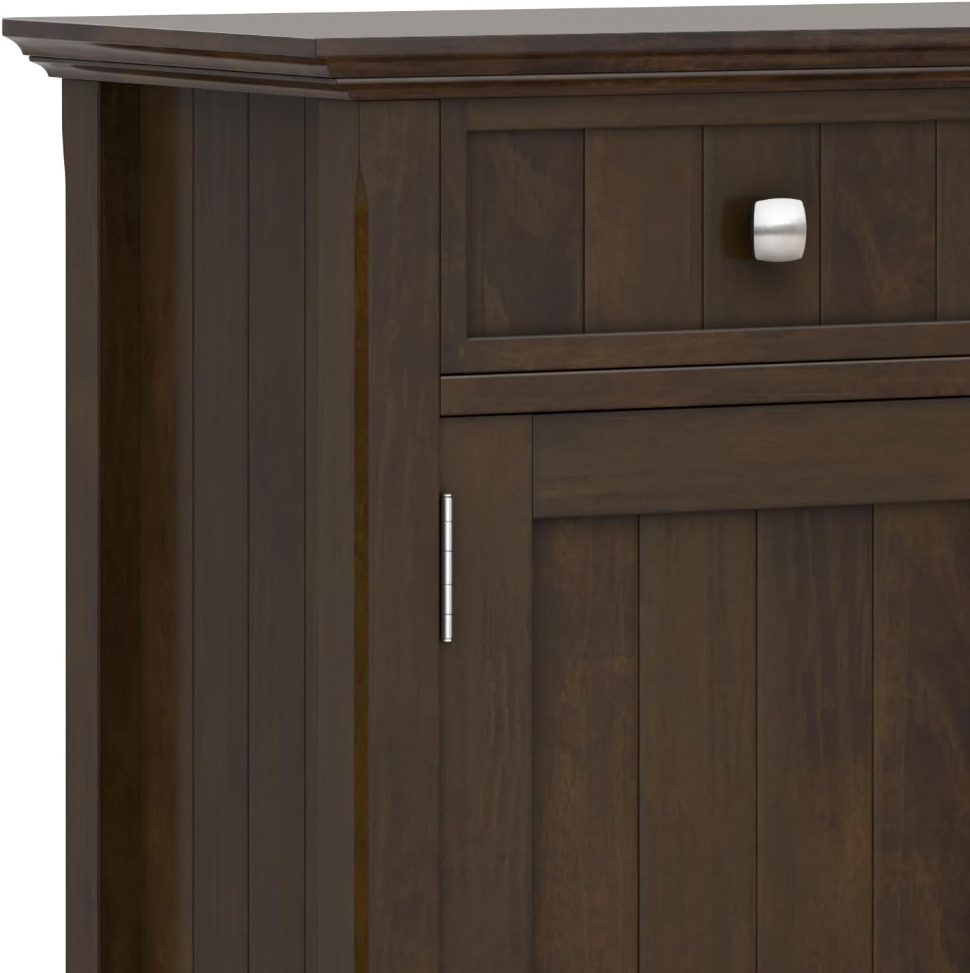SIMPLIHOME Acadian Storage Cabinet - 51 inch Wide Solid Wood Entryway Storage Cabinet in Brunette Brown, Transitional Cabinet for Hallway or Living Room with 3 Drawers and Adjustable Shelves