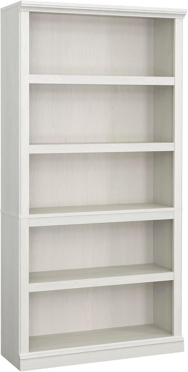 Sauder 5 Tier Book Shelf Wooden Bookcase Multipurpose Bookshelf for Home Office, Living Room, in Glacier Oak
