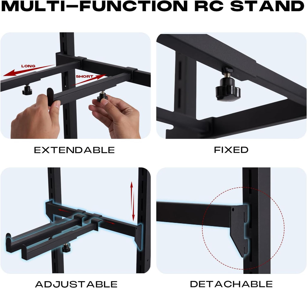 RC Car Stand Durable Display Stand RC Shelf for RC Cars Crawler Trucks Workstation Storage Rack for 1/6 1/10 1/12 1/24 1/18 FCX10 FCX24 FCX18 SCX24 SCX18 SCX10 Scale Cars Trucks