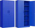Metal Garage Storage Cabinet, 71' Locking Storage Cabinet with 2 Doors and 4 Adjustable Shelves, Lockable Metal Cabinet for Home,Garage,Gym,School（Blue）