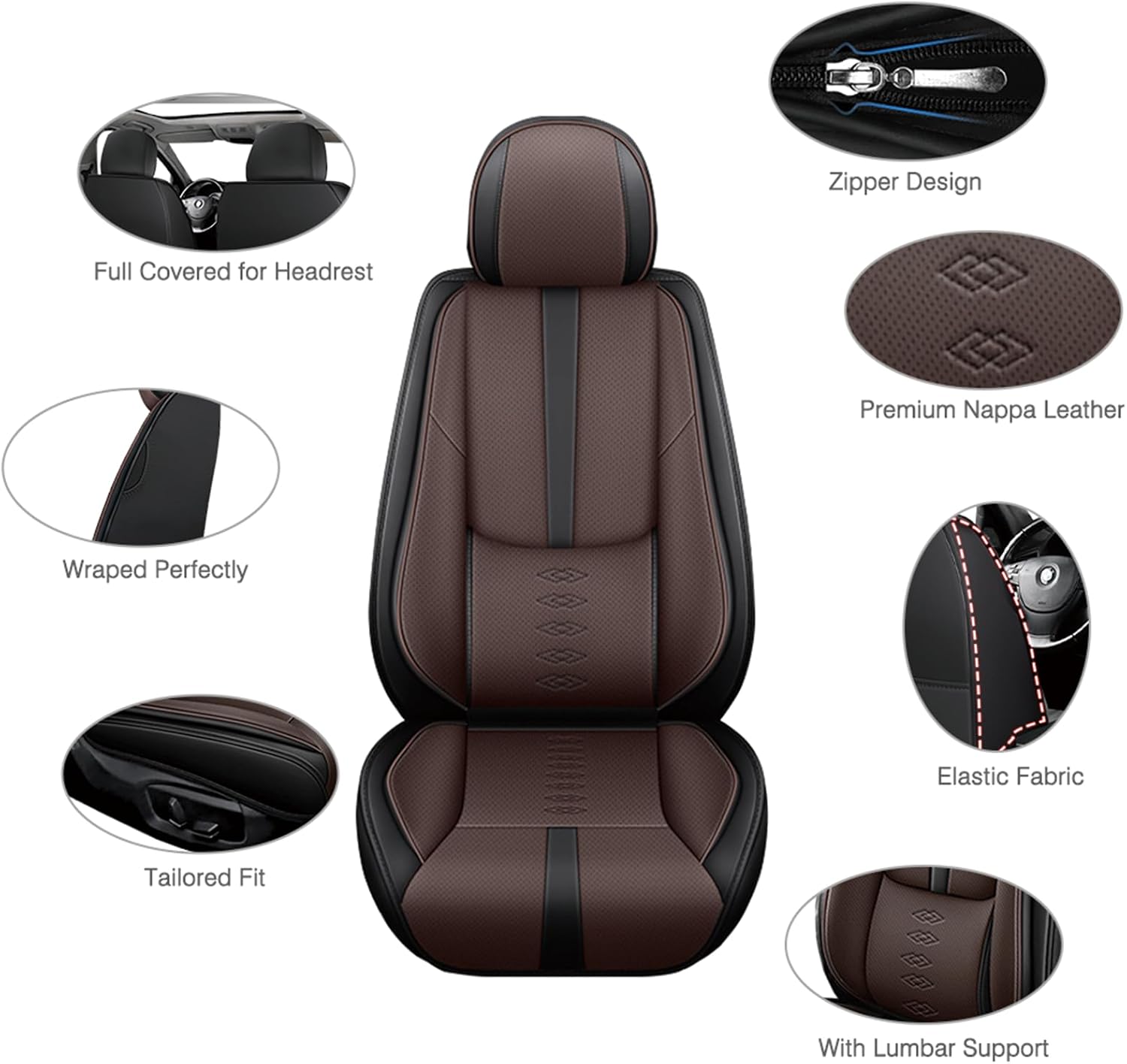 Leather Seat Covers for Lexus LS 460 2007-2017,Premium Car Seat Covers Full Set,Waterproof Car Seat Protectors with Airbag,Comfort Interior Cover Seats for Cars(Black+Brown)
