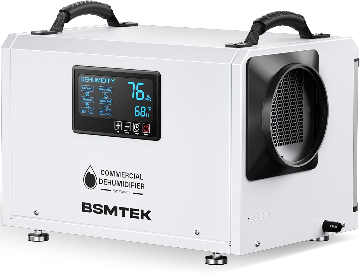 145 Pints Commercial Dehumidifier for Large Basements & Crawl Spaces up to 6500Sq.Ft, Industrial Dehumidifiers for Water Damage Restoration, Auto Defrost, Continuous Drain Hose, Memory Function, White