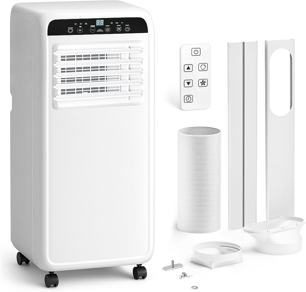 10000 BTU Portable Air Conditioner, Quiet 3-in-1 AC Unit for Room Up to 450 Sq.Ft with Dehumidifier, Fan, Cooling, Remote Control & 24H Timer, Compact Design for Bedroom, Apartment, Office