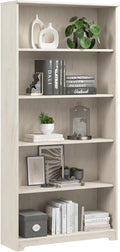Bush Home Tall 5 Shelf Bookcase, Large Open Bookshelf, Sturdy Display Cabinet for Living Room or Home Office, Cabot Collection, Linen White Oak