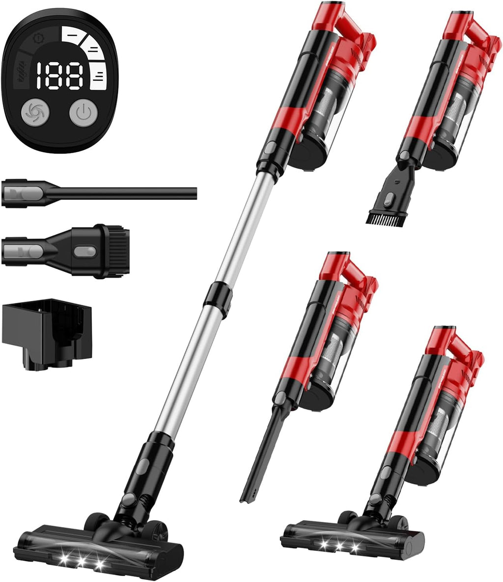 350W Cordless Vacuum Cleaner for Milwaukee Battery, 35kPa Brushless Lightweight Stick Vacuum with 3 Mode Suction, 6 in 1 Stick Vacuum Cleaner with HEPA for Floor, Carpet, Car (Battery Not Included)