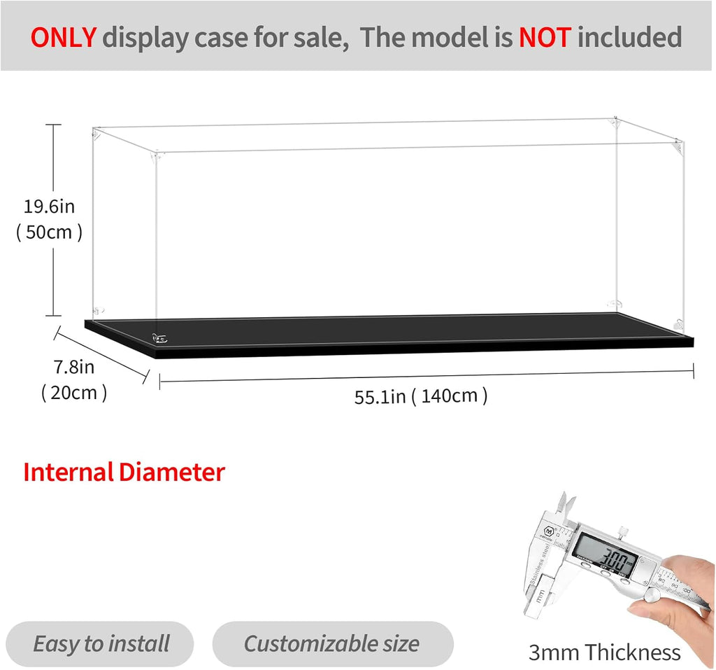 Display Case for Lego 10294 Titanic, 55.11x7.87x19.68inch (140x20x50cm), Protect Your Collectibles from Dust with a Clear Showcase