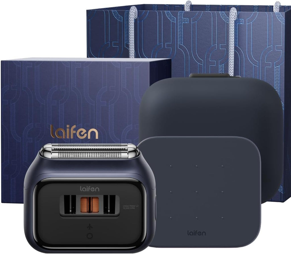 Laifen P3 Pro 3-Blade Electric Shaver Set – Includes P3 Pro Shaver, Travel Pod & Non-Slip Pad, Dual Linear Motors 12,000 Cuts/Min, 100-Min Runtime, IPX7 Waterproof (Royal Blue)