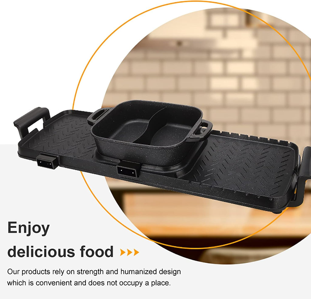 3 in 1 Hot Pot Grill BBQ Electric Grill Hot Pot Smokeless Barbecue Machine Non-Stick Pan for Indoor and Outdoor Electric Grill Indoor Hot Pot Combo, 2200W Capacity Multifunctional
