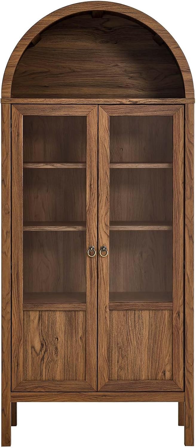 Modway EEI-6638-WAL Tessa Tall Arched Storage Display Cabinet, Walnut