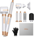 UKLISS Hair Dryer Brush 7 in 1，110000 RPM Hair Dryer with Diffuser for Curly & Twisted Hair Professional Ionic Brush Blow Dryer for Salon-Quality Styling, White Gold