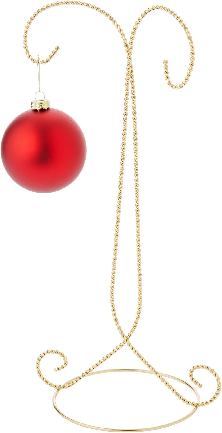 Bard's Twisted 2 Tier Gold-toned Ornament Stand, 14' H x 6.5' W x 5.25' D, Pack of 12