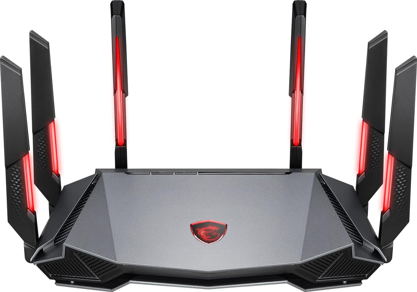 MSI Radix AXE6600 WiFi 6E Tri-Band Gaming Router, AI QoS, RGB, 1.8GHz Quad-Core Processor, MU-MIMO, Tri Band Gigabit Wireless, 8-Stream, High Speed Long Range Gaming Router