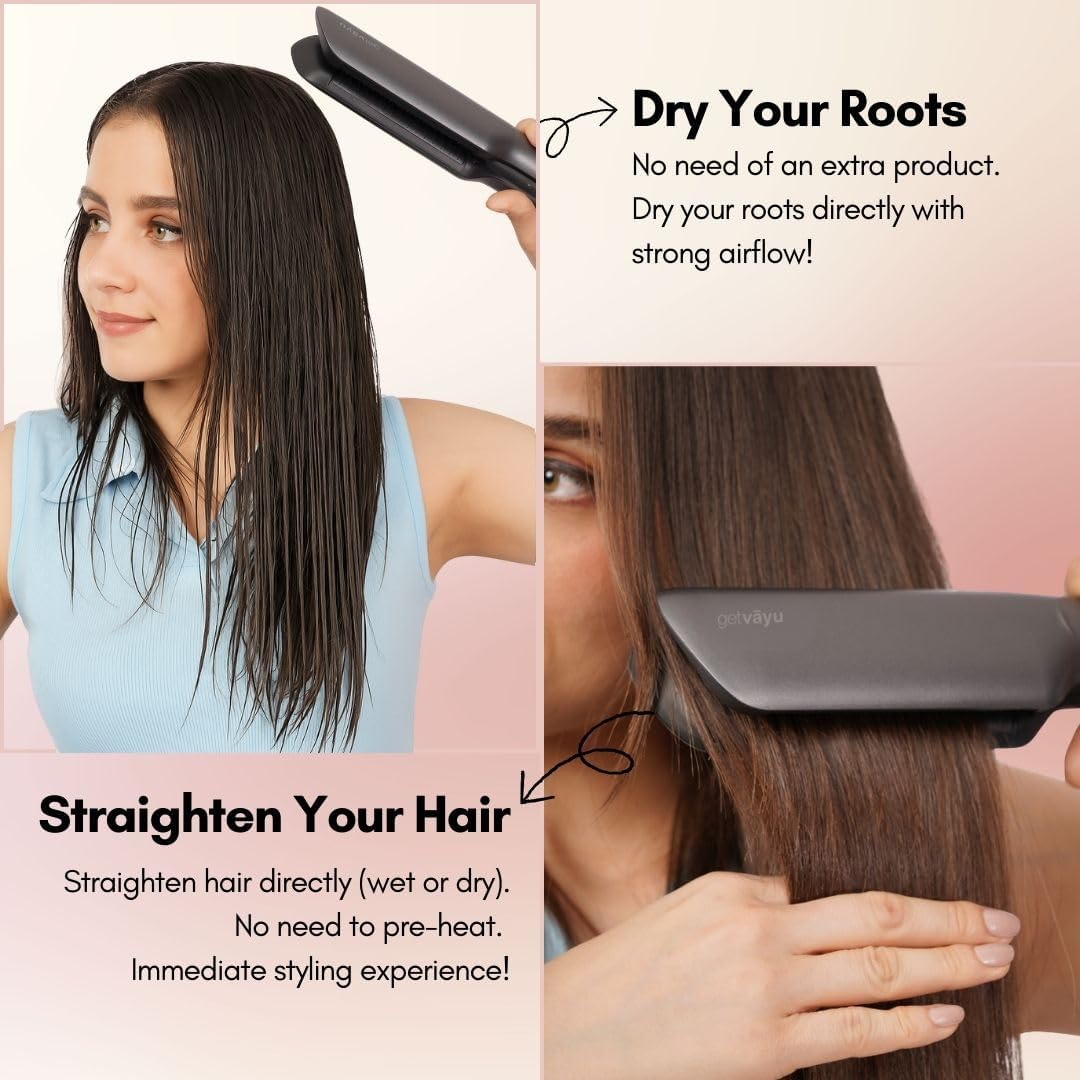 AirFleek AI – Air Straight | 2-in-1 Wet to Dry Hair Straightener & Blow Dryer with AI Heat Control, 110,000 RPM High-Speed Airflow, Ionic Frizz Reduction, Lightweight & No Heat Damage