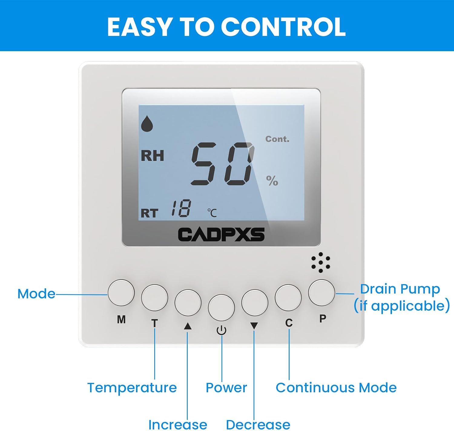 CADPXS Remote Controller for Remois X70 / XP70 / X125 / XP125 / X145 / XP145 Basement/Crawl Space Dehumidifier - Digital Humidity & Temperature Control, 25ft Cable, Adapt The Humidity Level