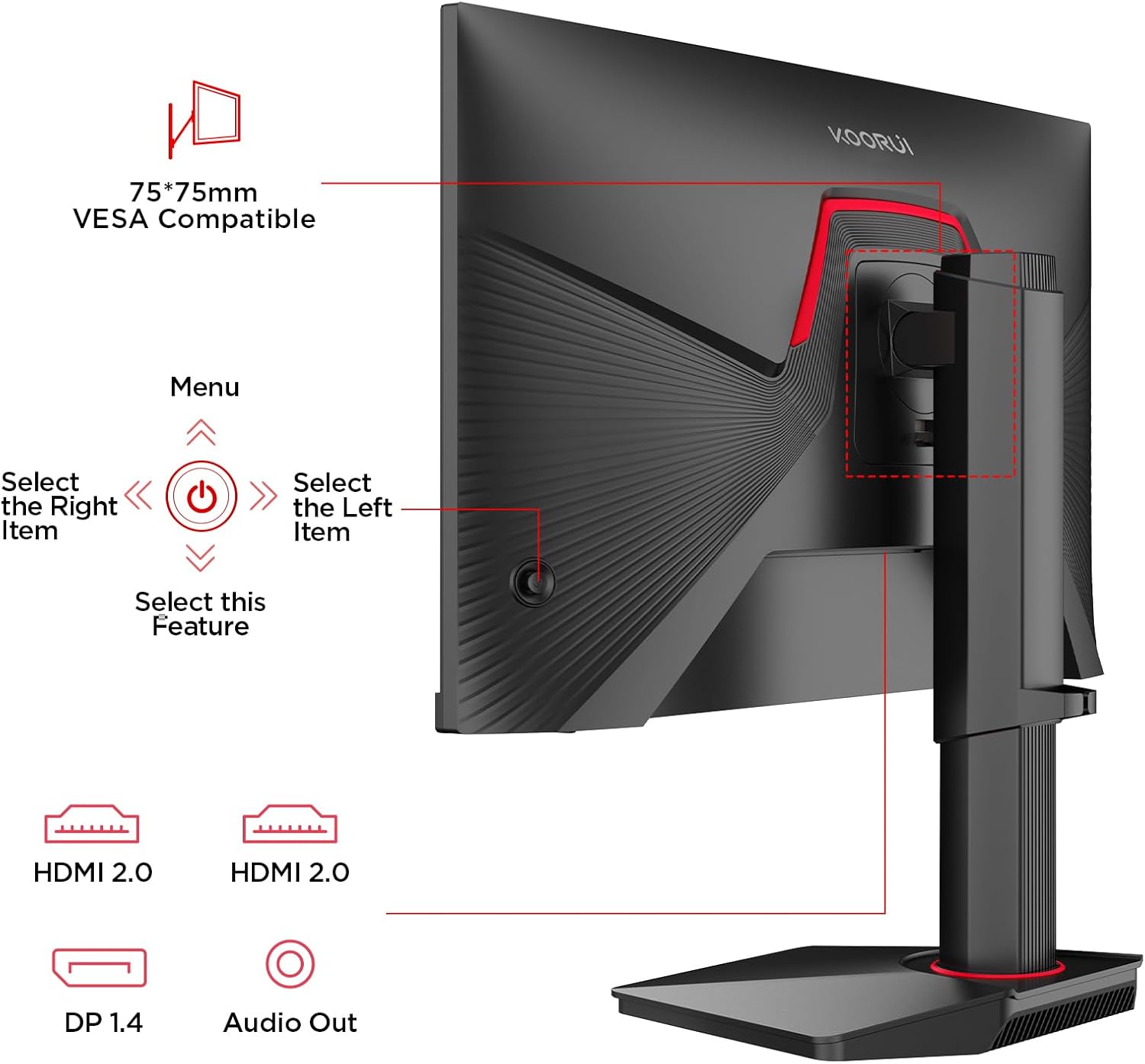 KOORUI G2511E 24.5 Inch Gaming Monitor, 320Hz 1ms Fast IPS PC Monitor, FHD 1080P, HDR 400, 95% DCI-P3 Color Gamut, Adaptive Sync Compatible, Ergonomic Stand, HDMI 2.0 & DP 1.4, Black