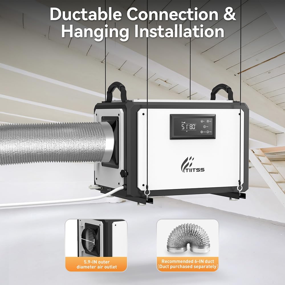 Commercial Dehumidifier 120 Pint with Drain Hose for Crawl Spaces, Industrial, Basements, Garages, Dehumidifier with Pump, Portable, Compact, Large Capacity, Auto Defrost, Memory Restart