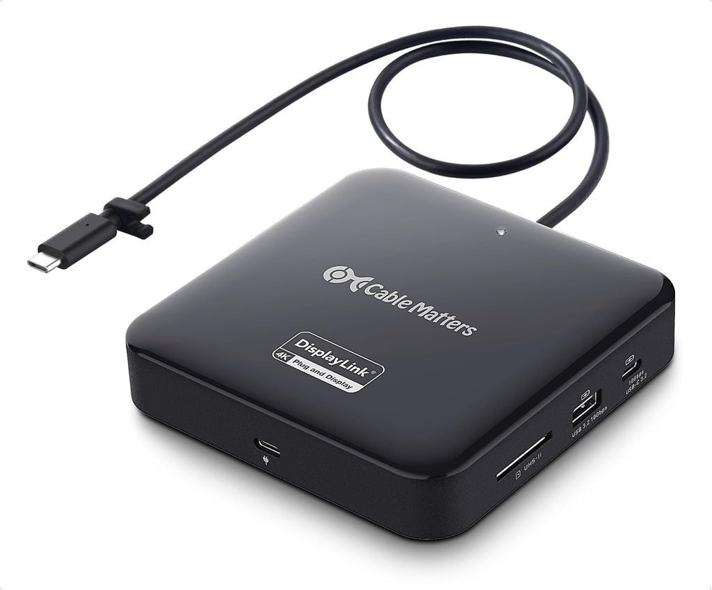 Cable Matters 7-in-1 Dual 4K 60Hz USB C DisplayLink Dock (DisplayLink Docking Station) with 2x DisplayPort, Gigabit Ethernet, 10Gbps USB, SD Reader,100W PD for MacBook All M1,M2,M3,M4 Models & Windows