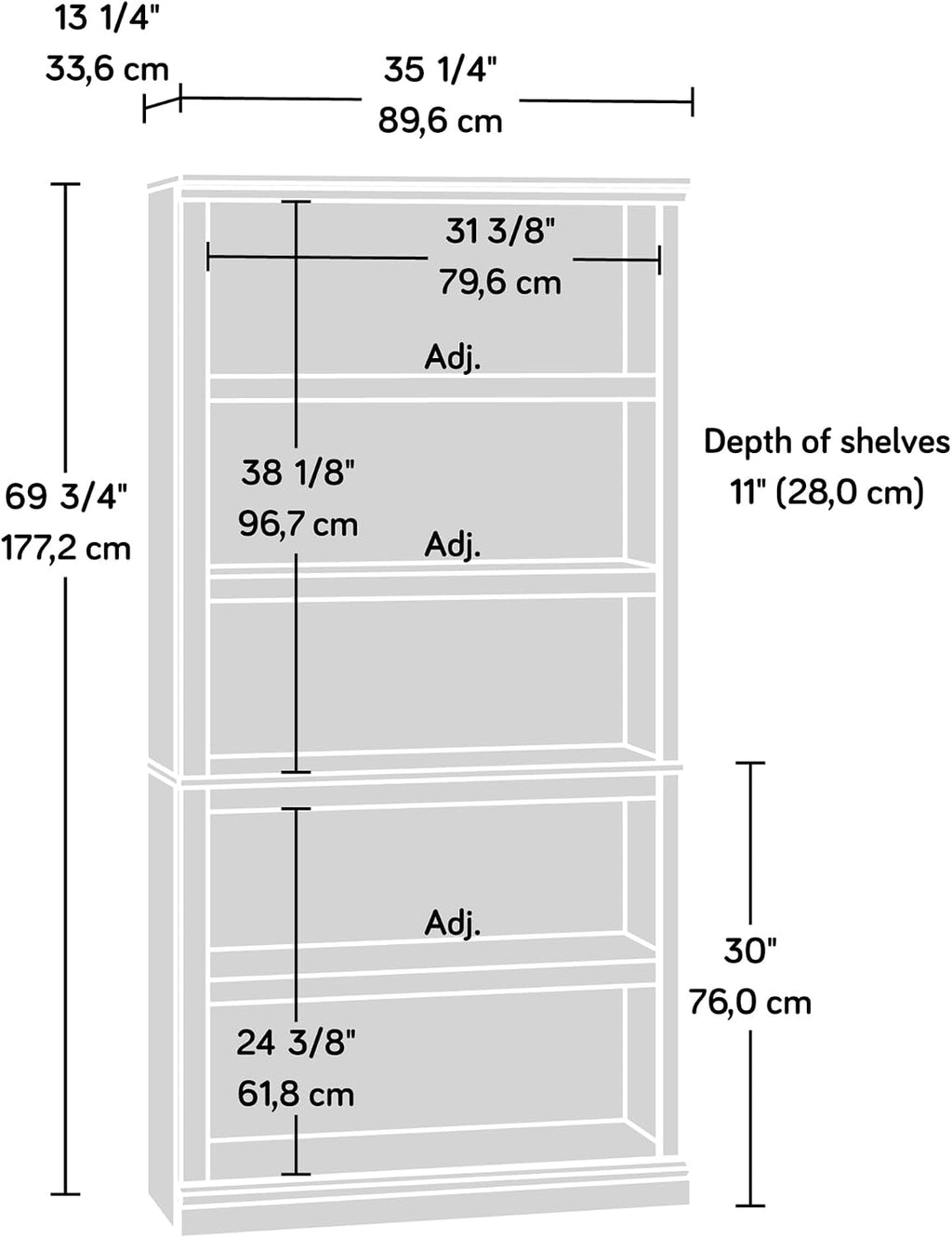 Sauder Miscellaneous Storage 5-Shelf Bookcase/ Book shelf, Select Cherry finish