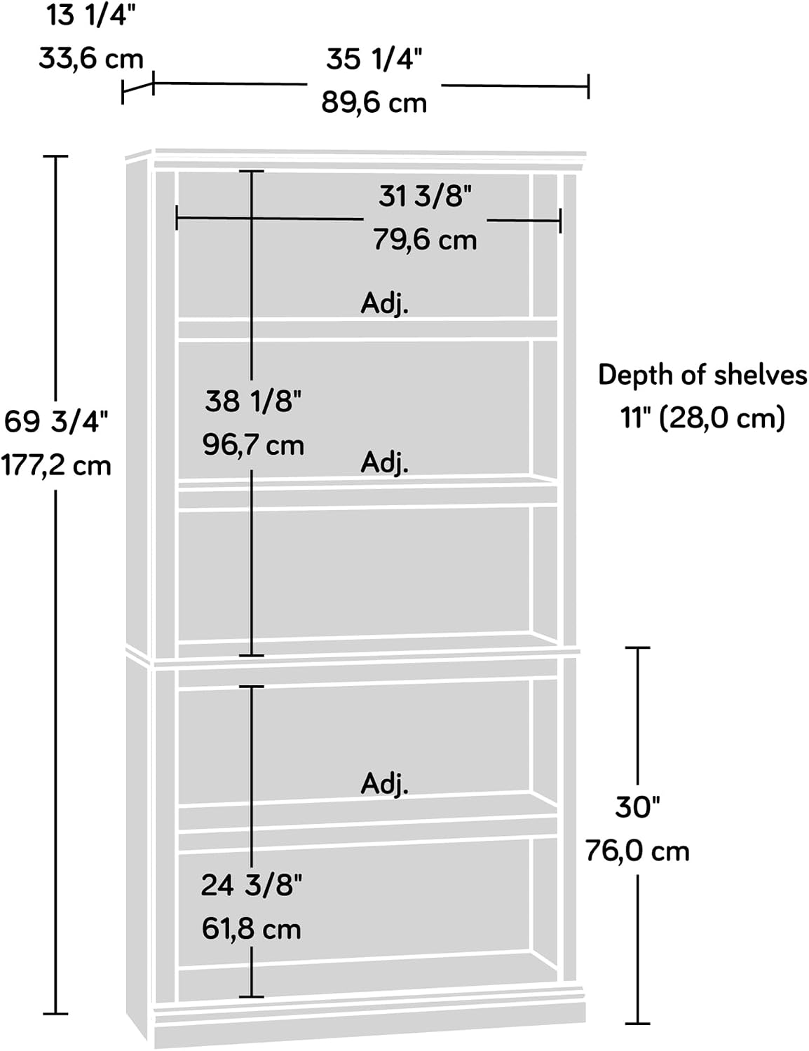 Sauder Miscellaneous Storage 5-Shelf Bookcase/ Book shelf, Select Cherry finish