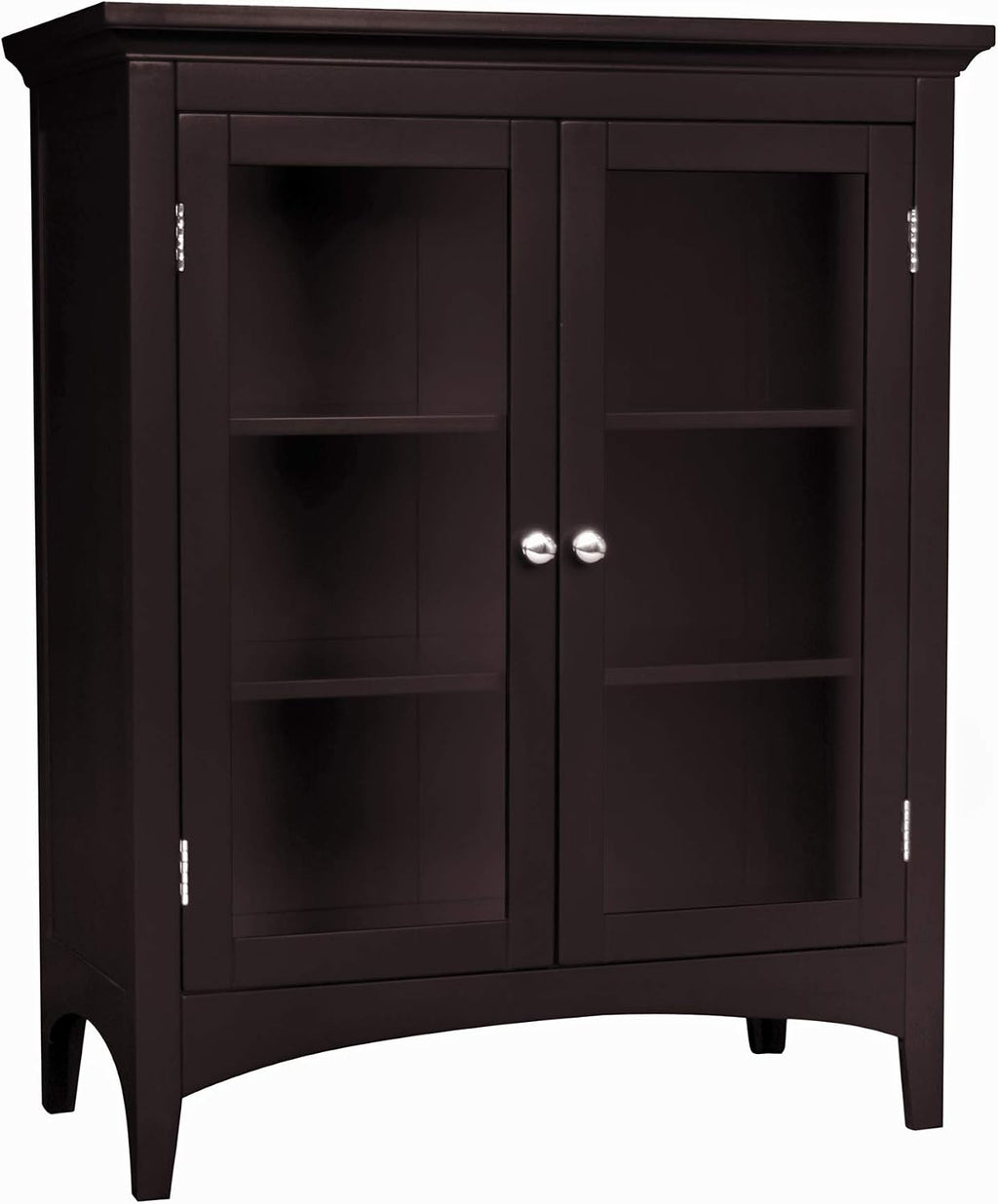 Teamson Home Madison Wooden Floor Cabinet with 2 Glass Doors, Espresso
