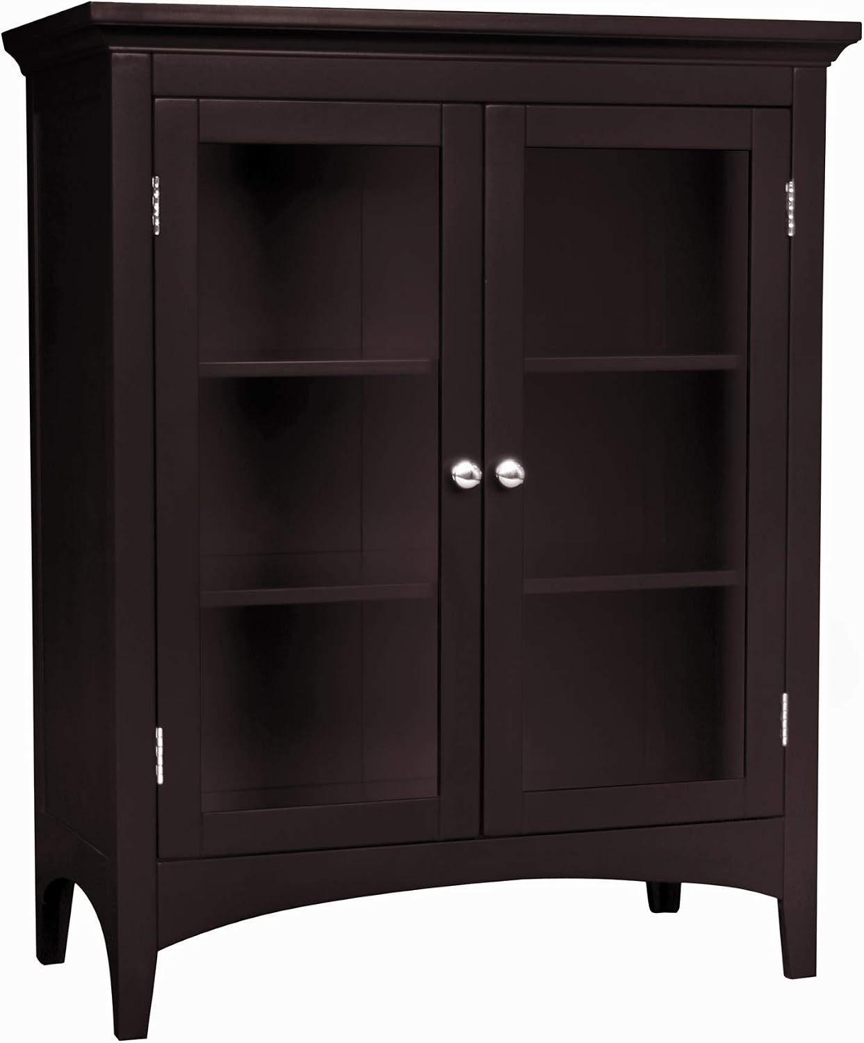 Teamson Home Madison Wooden Floor Cabinet with 2 Glass Doors, Espresso