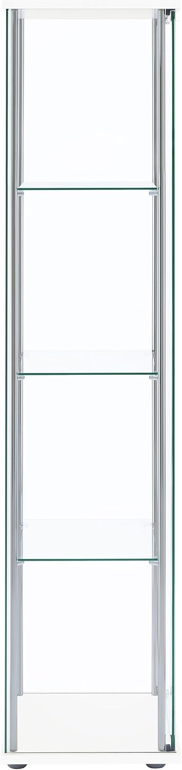 Coaster Home Furnishings - Bellatrix - Glass - 3-Shelf Curio Cabinet with Metal Frame, One Door, and Black Hardware - Living Room - 64-Inch - White - 951072