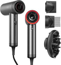 TYMO Hair Dryer with Diffuser for Women - 1500W Professional High Speed Blow Dryer with Comb, 110,000RPM Fast Dry, 200 Million Ionic Hairdryer, 4 Temps & 3 Speeds, 8 Ft Cord for Salon, Metal Gray