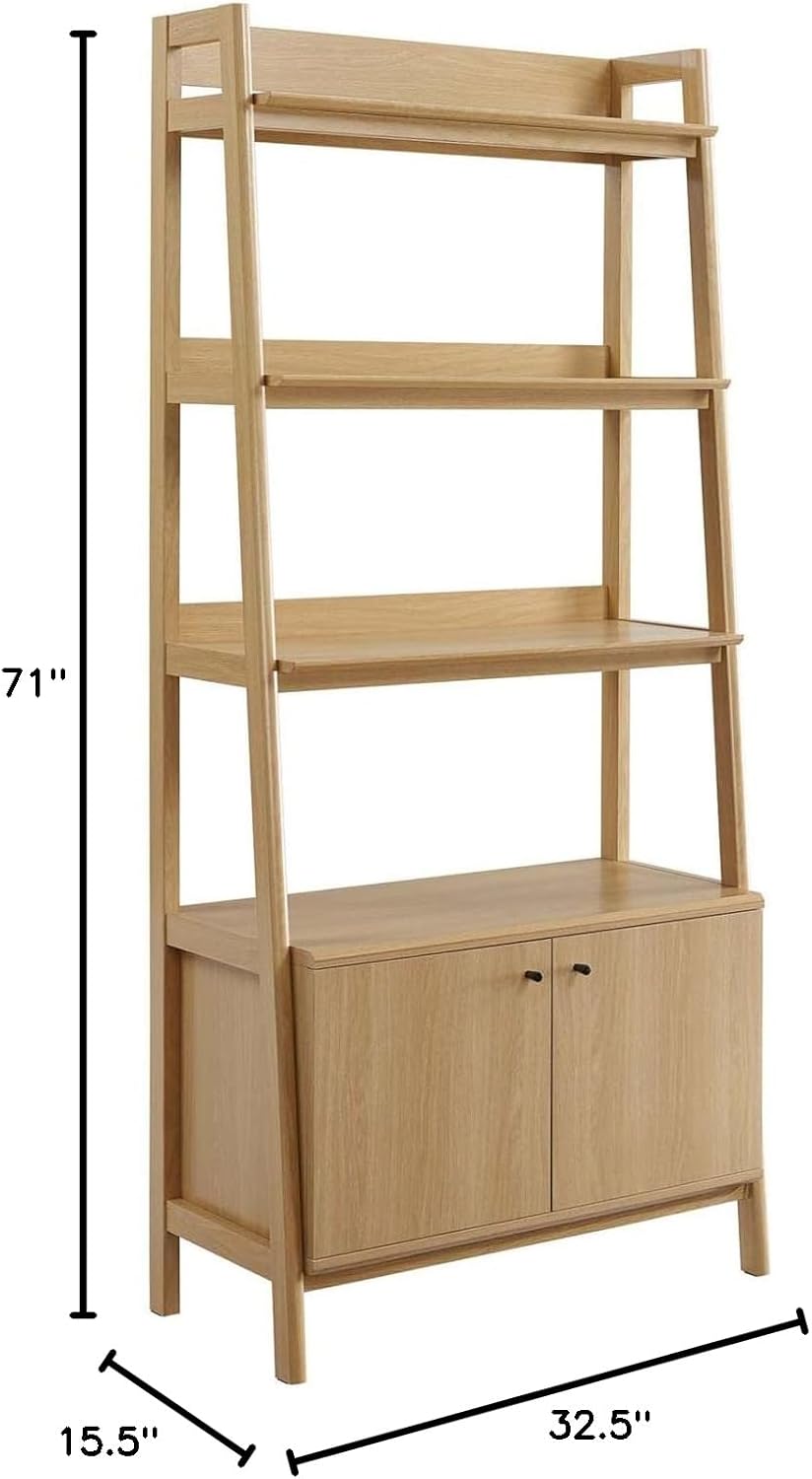 Modway 33' Bookshelf Display Case in Oak