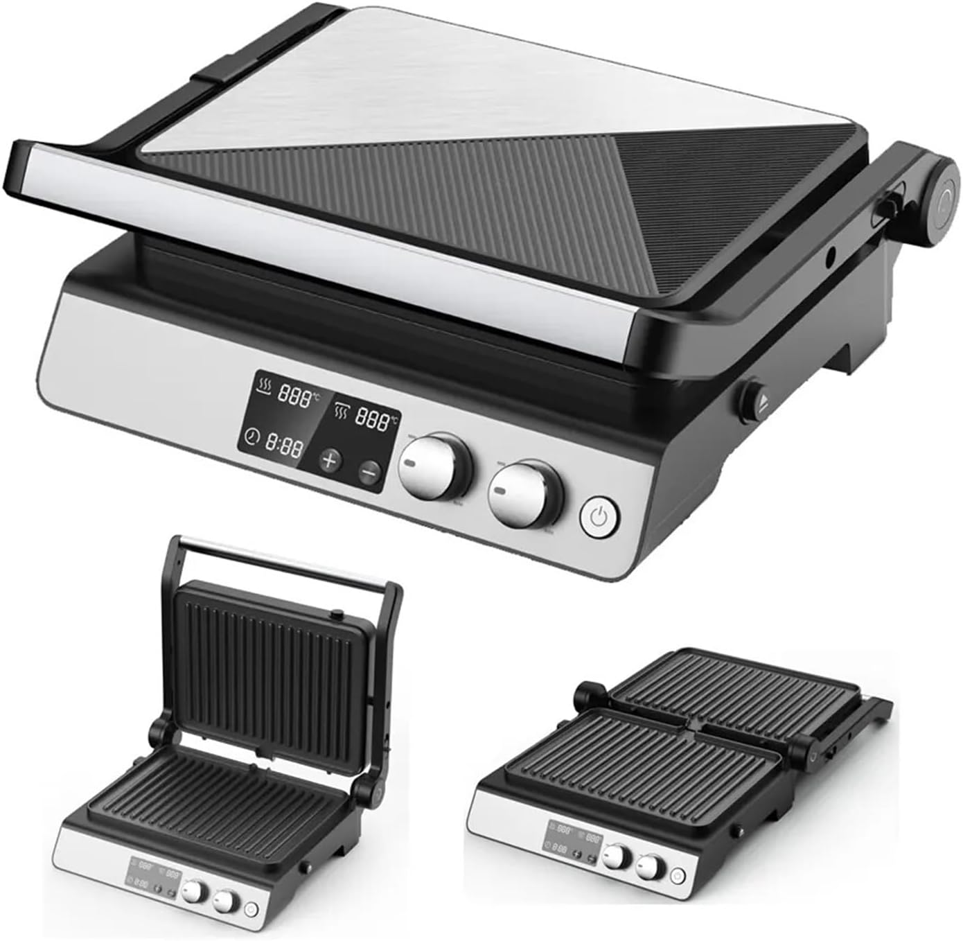Electric Smokeless Indoor Grill with Adjustable Temperature Control, Nonstick Surface, 220-240V, 50/60Hz, 2000W,16''D*7''W*14''H (Adjustable Electric Grill)