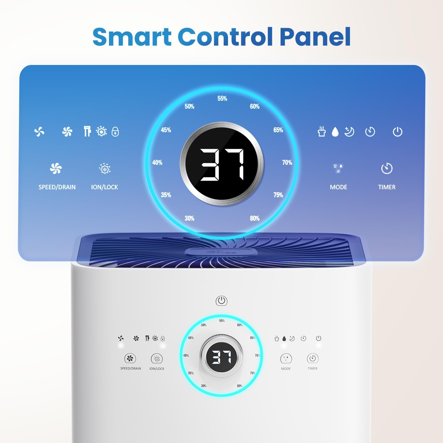 8500 Sq. Ft Dehumidifier for Basement, Large Rooms - 150 Pints Dehumidifier with Drain Hose, Built-in Pump, Dust Removal, Auto Defrost, Intelligent Humidity Control, 3 Smart Modes