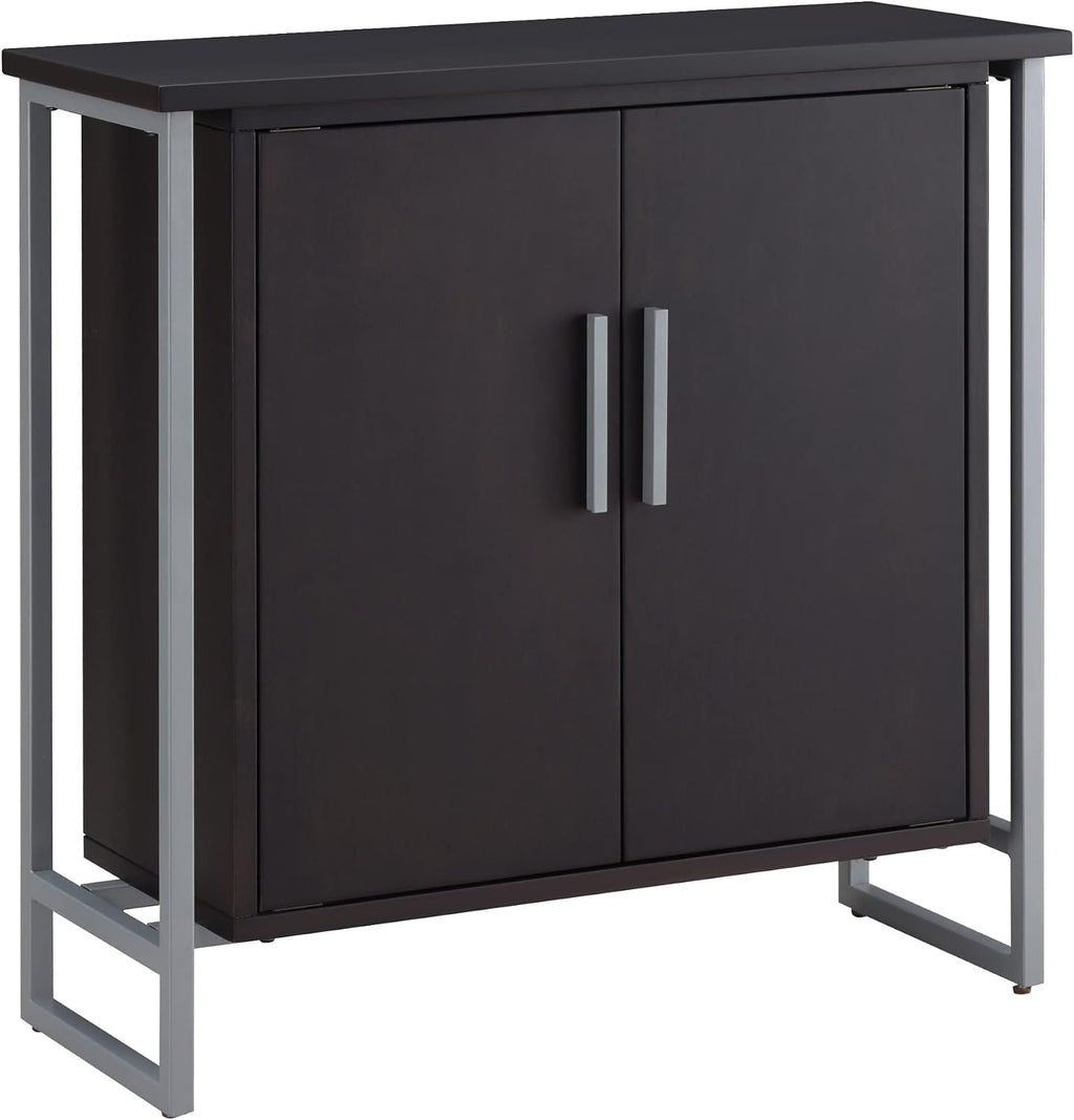 Leick Home 10140-BLKNK Talia Mixed Metal and Wood Foyer Cabinet with Adjustable Shelf for Entryway, Hallway, Bedroom, Living Room, Black/Satin Nickel